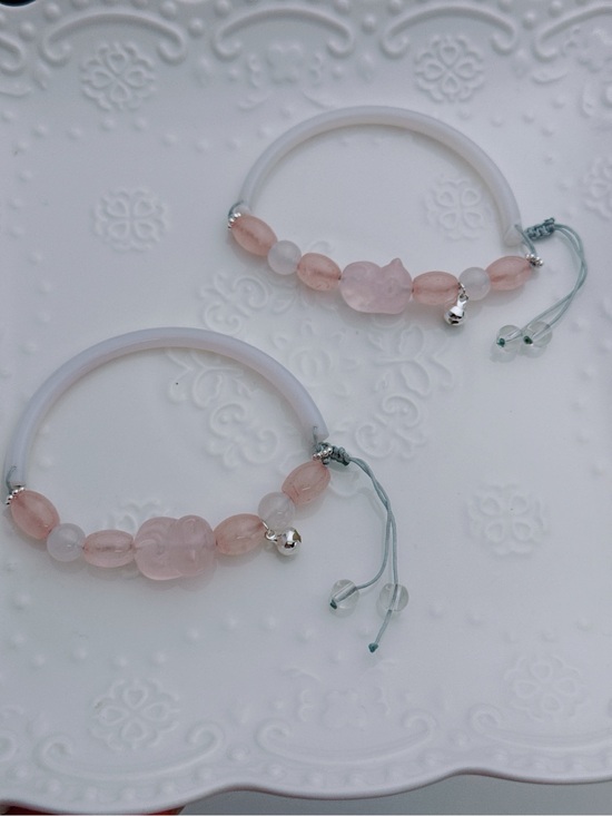 Jewelry - GB99 Handmade Half Bangle Bracelet Rose Quartz Agate Free size